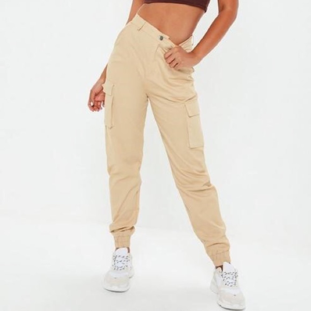 Tan Plain Cargo Pants